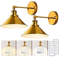 Battery Operated Wall Sconces, Wireless Wall Sconces Set of Two Battery Operated, Remote Battery Powered Wall Sconce, Classic Battery Wall Sconce, Brass Wall Sconces for Corridor, Bedroom