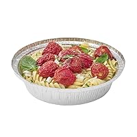 Restaurantware Foil Lux 24 Ounce Aluminum Food Containers 100 Round Aluminum Pans - Lids Sold Separately Heavy Weight Silver Aluminum Pie Plates For Storing Baking And Meal Prep
