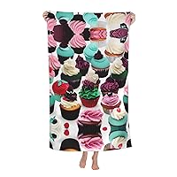 Delicious Cupcakes Print Beach Towel Adults Teens Boys Quick Dry Absorbent Pool Swimming Bathroom Beach Towel