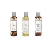 3 Pack Body Oils: Apricot Fig, French Rose, Jasmine Gardenia - Natural Perfume Oils For Women & After Bath Oils Body Moisturizers, Rich in Vitamin E, K, & Omega (3 Scents)