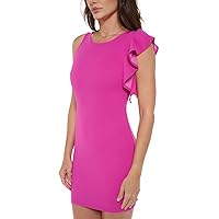 Women's Sleeveless Mini Cocktail Dress, One Shoulder Ruffle Bodycon Sexy Going Out Party, Spring Summer 2024