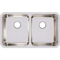 Elkay Lustertone ELUH3118 Equal Double Bowl Undermount Stainless Steel Kitchen Sink