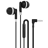 Maeline Bulk Earbuds with Microphone, Noise Isolating in-Ear Headphones, Volume Control Wired 3.5 mm Student Earbuds for Classroom, Library for iPhone, Android, MP3 Player - 10 Pack - Black
