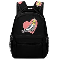 Cute Cockatiel with Heart Laptop Backpack Fashion Shoulder Bag Travel Daypack Bookbags for Men Women