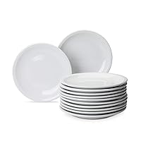 AmazonCommercial 12-Piece Porcelain, 7 Inch Dessert Plate Set, White