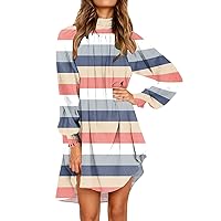 Womens Holiday Dress Irregular Dress Long Sleeve Fall Ladies Party Womens Dresses with(C-Blue,XX-Large
