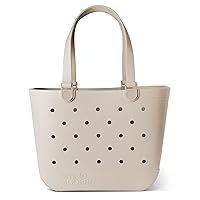 Simple Modern Beach Bag Rubber Tote | Waterproof Extra-Large Tote Bag with Zipper Pocket for Beach, Pool Boat, Groceries, Sports | Getaway Bag Collection | Almond Birch