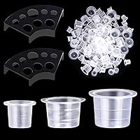 UPTATSUPPLY Tattoo Ink Cups 300Pcs Mixed Size with 2 Cups Holders Permanent Makeup Pigment Clear Holder Container Cap Tattoo Accessory