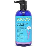 Healing Argan Oil Conditioner (16oz) For Dry, Damaged, Frizzy Hair, w/Aloe Vera, Lavender, Vanilla, Coconut, Retinol & Vitamin E, Sulfate No, All Hair Types, Men Women (Packaging may vary)