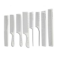 White salon professional barber carbon comb heat-resistant anti-static hair comb set of 8 hairdressers preferred…