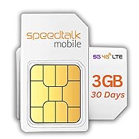 SpeedTalk Mobile Hotspot Internet Data SIM Card for 4G WiFi MiFi Modem Router USB Sticks Laptops Tablet | 30 Days No Contract 3 in 1 Simcard - Standard Micro Nano | USA & International Roaming (3GB)