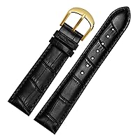 for Brand Watch Bracelet Belt Woman Watchbands Genuine Leather Strap Watch Band 10 12 14 16 18 20 22mm Multicolor Watch Bands (Color : Black Gold, Size : 14mm)