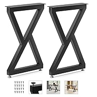 Yes4All Metal Table Legs 28 inch Height with Adjustable Protector Levelers, Zig Zag Heavy Duty Metal Dining Table Legs for Desk/Table, Black Metal Table Legs Bear Up to 800lb Set of 2