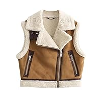 Autumn Winter Women's Fashion Versatile Polo Collar Tank Top Sleeveless Double Sided Vest Coat