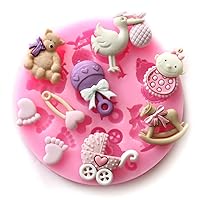 Mini Silicone Sugar, Fondant and Cake Mold, Baby Shower Theme, Pink