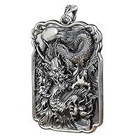 Vintage Solid 990 Sterling Silver Chinese Zodiac Dragon Pendant Asian Dragon Pendant Oriental Jewelry for Men Boys