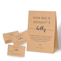 How Big is Mommy's Belly Baby Shower,Measure Mommy's Belly Baby Shower Game,Fun Baby Shower Games for Adults,Baby Shower Games Gender Neutral,1 Kraft Sign & 50 Kraft Cards Set