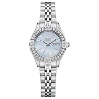Citizen Ladies' Dress Quartz Stainless Steel Bracelet with Crystals and Day Date