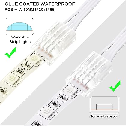 32.8ft RGB Extension Cable Wire Cord and 10 Pcs LED Light Strip Connectors, Transparent Solderless Track Lighting Connector for Waterproof or Non Waterproof LED RGB Strip Light (4 Pin, 10 mm)