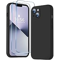 BossKiss Compatible with iPhone 13 Case, Premium Silicone Upgraded [Camera Protection] [2 Screen Protectors] [Soft Anti-Scratch Microfiber Lining] Phone Case for iPhone 13 6.1 inch - Black