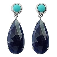 Turquoise Round Shape Gemstone Jewelry 10K, 14K, 18K White Gold Drop Dangle Earrings For Women/Girls