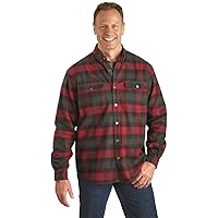 Guide Gear Gage Mens Plaid Flannel Shirt, Long-Sleeve, Button Down, 100% Cotton, Heavyweight