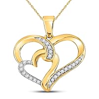 The Diamond Deal 10kt Yellow Gold Womens Round Diamond Double Heart Pendant 1/10 Cttw