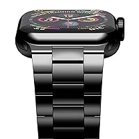 iiteeology Compatible with Apple Watch Band 49mm 45mm 44mm, Upgraded Solid Business Stainless Steel Band for Apple iWatch Series 9/8/7/Ultra,Jet Black