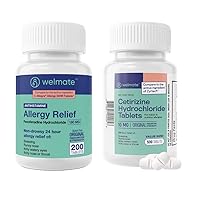 WELMATE Comprehensive Allergy Relief Pack: Fexofenadine HCl 180mg (200 Ct) & Cetirizine HCl 10mg (500 Ct) | Extended 24hr Allergy Defense