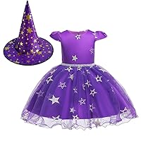 Halloween Girls' Witch Costume, Witch Star Dress With Hat