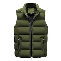 Vest Jacket For Men Oversized Puffer Vest Padded Warm Winter Sleeveless Stand Collar Quilted Coat Outerwear Vests