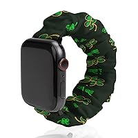 Irish Four Leaf Lucky Clovers Happy St. Patrick's Day Watch Band Compitable with Apple Watch Elastic Strap Sport Wristbands for Women Men