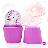 Ice Facial Roller Facial Rollers Cube Face Contour for Face Eyes and Neck Shrinking Pores Reusable Massage Silicone Platinum Facial Ice Molds(Purple)