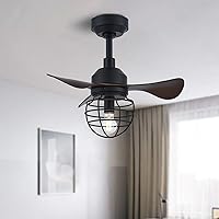 YFouCnd I Industrial Lamp with Fan 56 cm Ceiling Fan with Lighting and Remote Control Quiet 3 Blades Reversible 6 Speed DC Motor Ceiling Fan with Light for Bedroom Living Room B