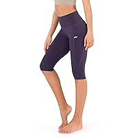 ODODOS Women's High Waisted Yoga Capris with Pockets, Tummy Control Non See Through Workout Athletic Running Capri Leggings