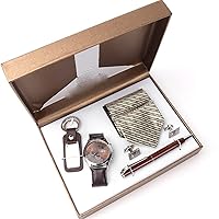GYLXW Gift Watch Tie Set Customized Corporate Gift Men's 5-Piece Gift Set (Color : E, Size : 22X17X6 cm)