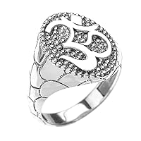 STERLING SILVER NUGGET BAND OM/OHM MEN'S RING - Ring Size:: 11.50