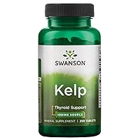 Swanson Premium Kelp - Natural Iodine Source Supporting Thyroid Health - Mineral Supplement w/Iodine Source Standardized 0.4% - (250 Tablets, 225mcg Each)