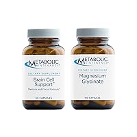 Brain Cell + Magnesium Glycinate - Citicoline, DMAE, Phosphatidylserine + Ginkgo for Memory + Focus (60 Caps), Supports Calm, Mood, Muscle + Cardiovascular Health (180 Caps)