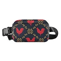 Rooster Belt Bag for Women Men Water Proof Fashion Waist Packs with Adjustable Shoulder Tear Resistant Fashion Waist Packs for Hiking