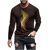 Men Long Sleeve T-Shirts Light And Shadow Print Tees Tops Trendy Athletic Crewneck Sweatshirt Graphic Pullover