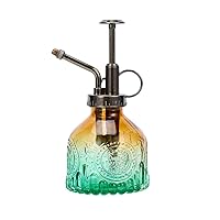 Glass Vintage Plant Spritzer Spray Bottle, Succulent Watering Bottle with Top Pump, Small Plant Sprayer Mister Watering Can for Indoor Outdoor House Plant - Green Brown Gradient
