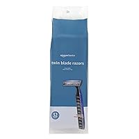 Amazon Basics Twin Blade Pivoting Disposable Razors with Rubber Grip, 32 count