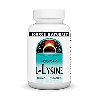 Source Naturals L-Lysine 500 mg Free Form -Amino Acid Supplement Supports Energy Formation & Collagen* - 100 Tablets