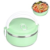 AGRATU 2 Pack Stainless Steel Vacuum Insulated Kids Food Jar Kids Thermos  for Hot Food with Spoon 13.5oz(Green/Blue)