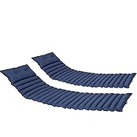 2PCS Set Outdoor Replacement Patio Funiture Seat Chaise Navy Lounge Chair Cushion, Blue Solid 5 Pound