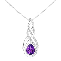 Natural Amethyst Teardrop Infinity Pendant Pendant with Diamond for Women in Sterling Silver / 14K Solid Gold/Platinum