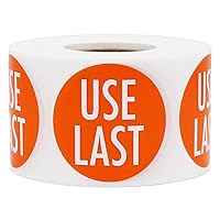 Orange with White USE Last Stickers, 1.5 Inches Round, 500 Labels on a Roll