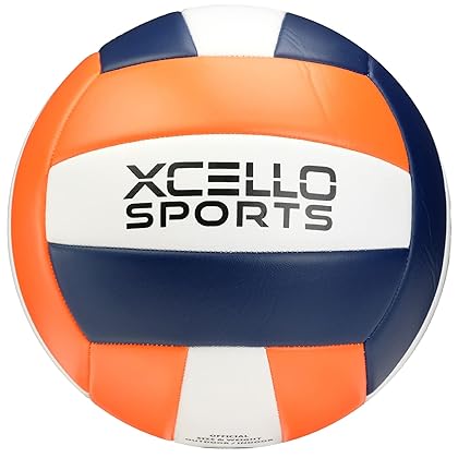 Xcello Sports Volleyball Assorted Graphics with Pump Navy/Green/White, Navy/Orange/White