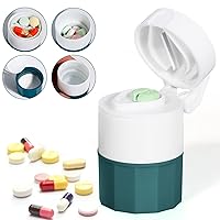 Pill Crusher and Cutter, Pill Grinder for Small Pills and Vitamins, Pill Crusher Grinder Fine Powder, 4-in-1 Medicine Pulverizer Grinder, Pill Cutter with Medicine Storage